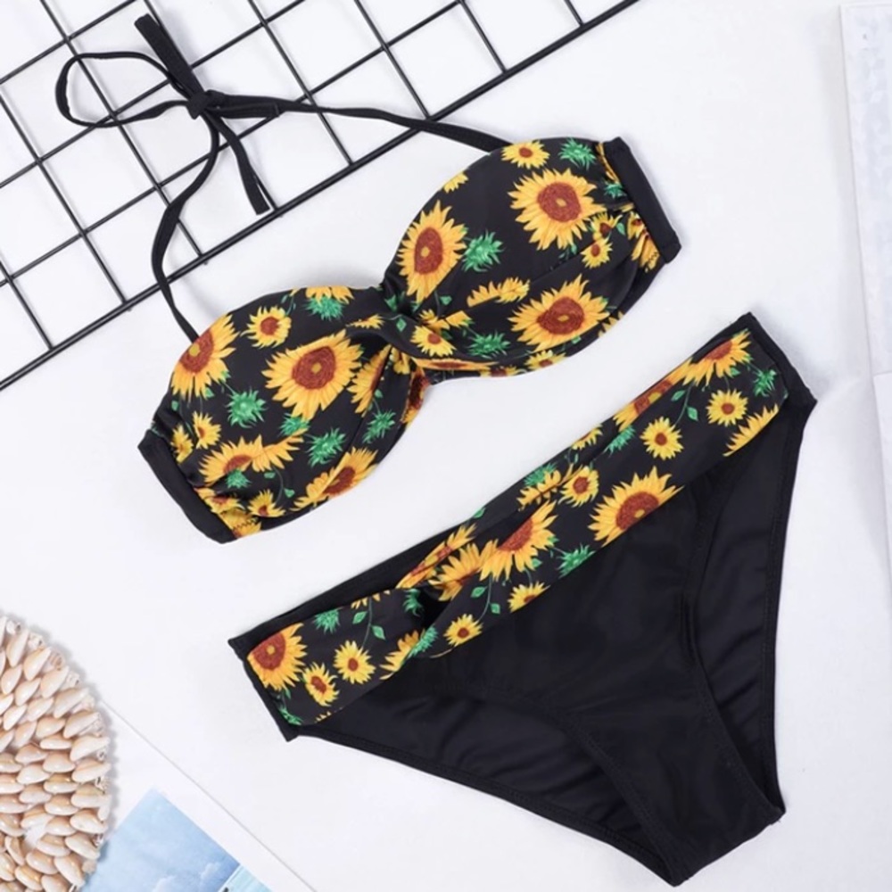 CLEARANCE Sunflower Fields Bandeau 2Pc Bikini Swimsuit - Picture 2 of 6